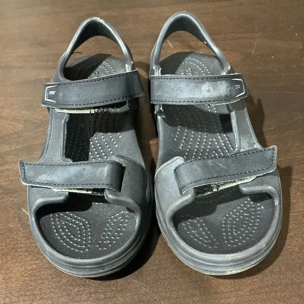 Crocs Swiftwater Jr Black Sandals Size 1